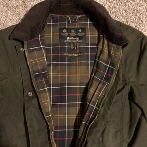 Women’s green waxed Barbour Jacket.